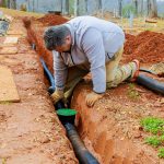 Storm drainage drain pipe installing into trench drain with for draining a rainwater